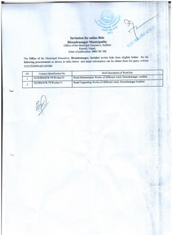 Invitation For Online Bids 